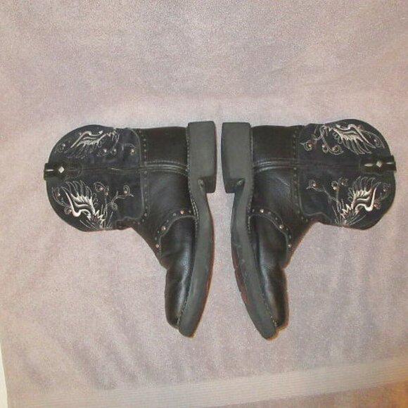 JUSTIN Gypsy MANDRA Leather BOOTS Size 10 CROSS Wings STUDS Western WORK Barn - Picture 8 of 10